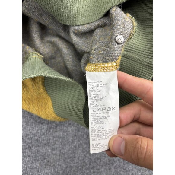 prAna Sweater Womens Medium Green Yellow Gray Colorblock Raglan Knit Mock Neck - Picture 5 of 6